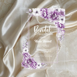Stylish Pink Floral Bridal Shower Acrylic Invitations
