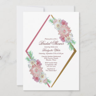 Stylish Pink Floral Bridal Shower Invitation