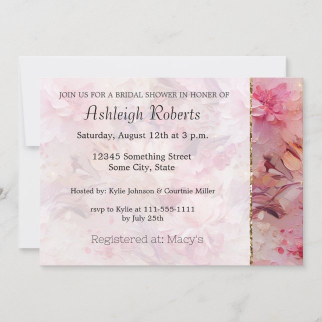 Stylish Pink Floral Invitation (Front)