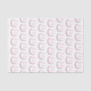 stylish pink floral moon team girl baby shower tissue paper