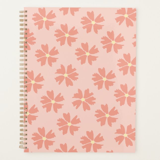 Stylish Pink Floral Pattern Pastel Pink Planner (Front)