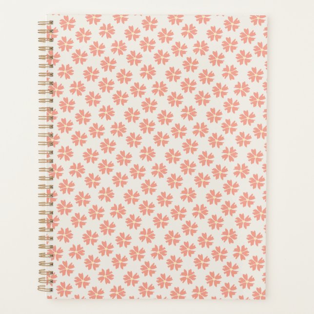 Stylish Pink Floral Pattern Rose Pink Planner (Front)