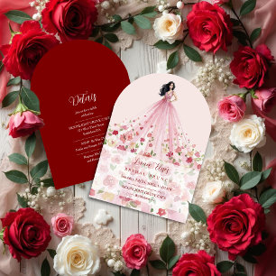 Stylish Pink Floral Tulle Model Bridal Shower Invitation