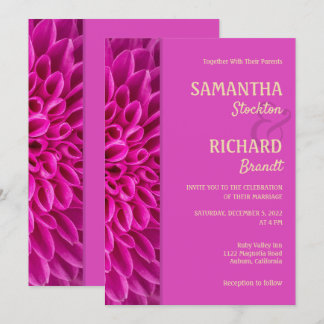 Stylish Pink Floral Wedding Invitation