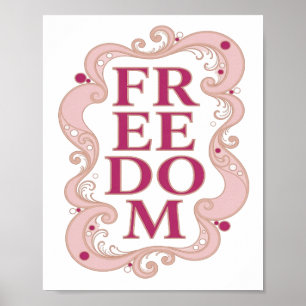 Stylish Pink FREEDOM 3D Text Art Poster