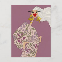 Stylish Pink Glam Fashion Art Postcard