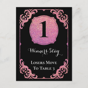 Stylish Pink Glitter Bunco One Table Card