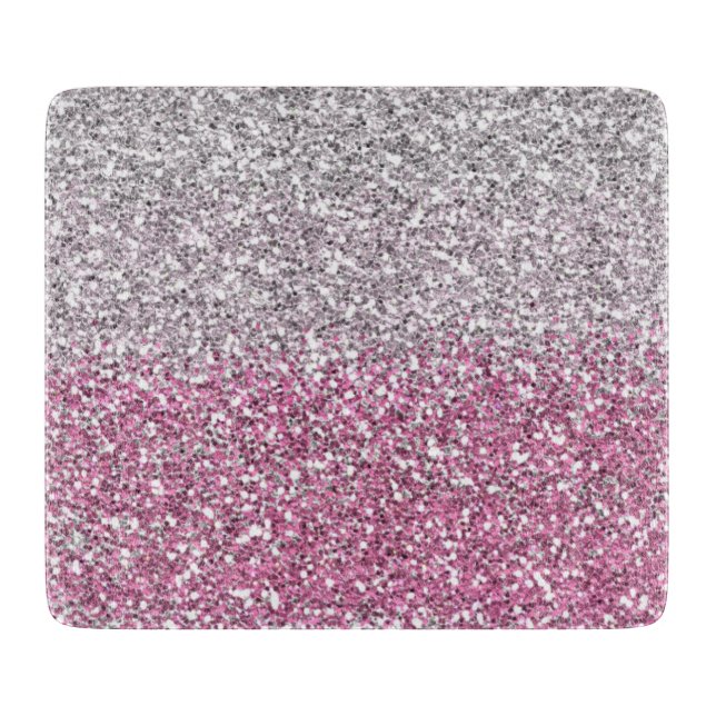 Stylish Pink Glitter Ombre  Sparkle Cutting Board (Front)