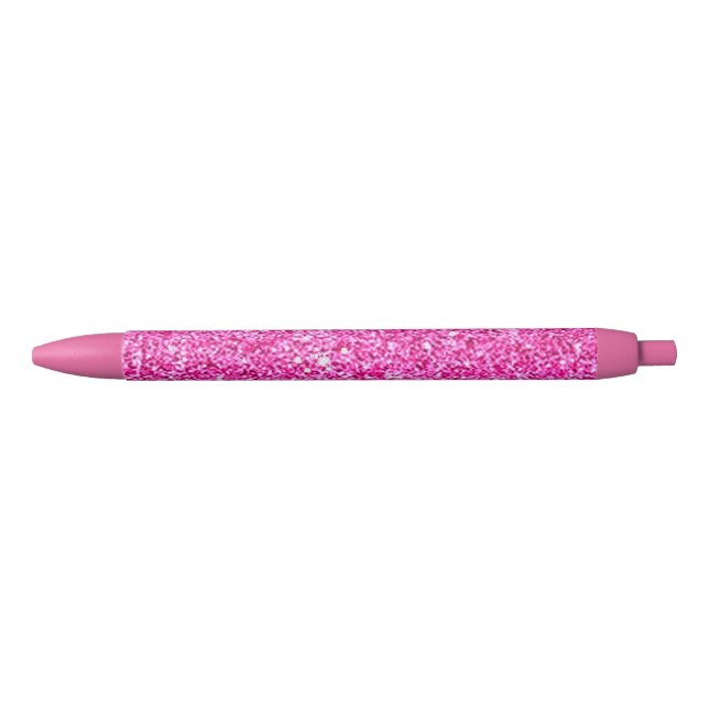Stylish Pink Glitter Template Modern Pretty Girly Red Ink Pen (Front)