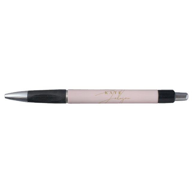 Stylish Pink Gold Signature Script Monogram (Front)