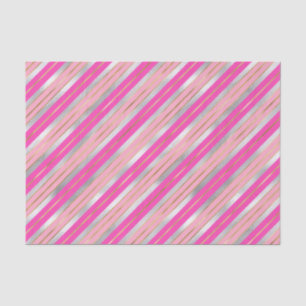 Stylish Pink, Gold & Silver Foil Christmas Stripes Tissue Paper