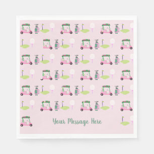 Stylish Pink Golf Design Personalised Messaage Napkin