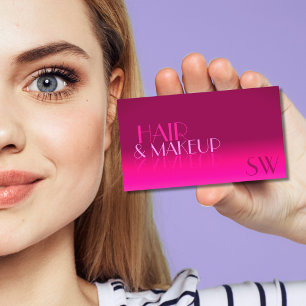Stylish Pink Gradient Mirror Font Classic Monogram Business Card
