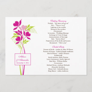 Stylish Pink & Green Bouquet Wedding Program Programme