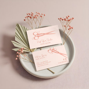 Stylish Pink Hair Salon Vintage Sparkle Scissors Business Card