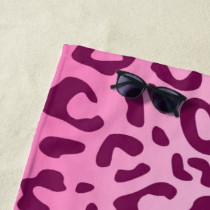 Stylish Pink Leopard Print Beach Towel