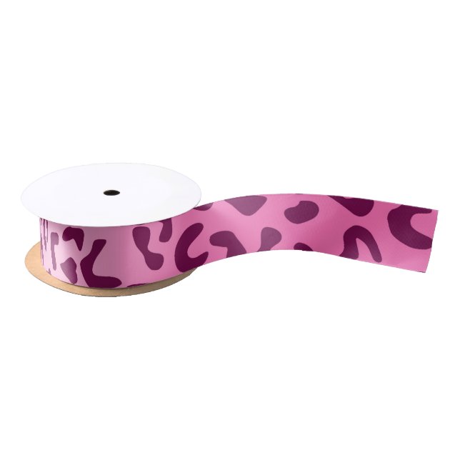 Stylish Pink Leopard Print Satin Ribbon (Spool)