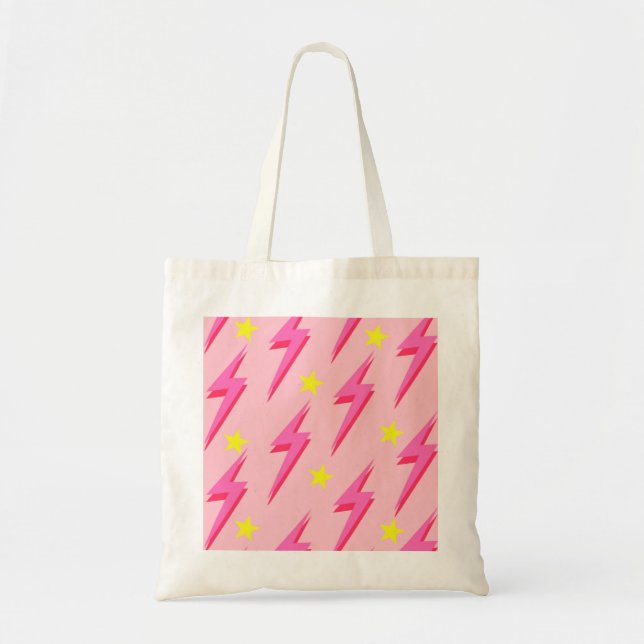 Stylish Pink Lightning Tote Bag for Everyday Use (Front)