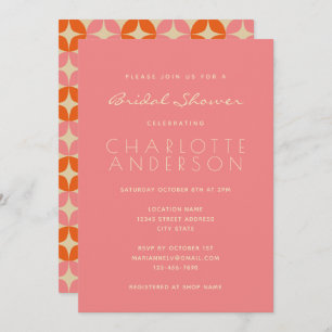 Stylish Pink Mid Mod Geometric Bridal Shower Invitation