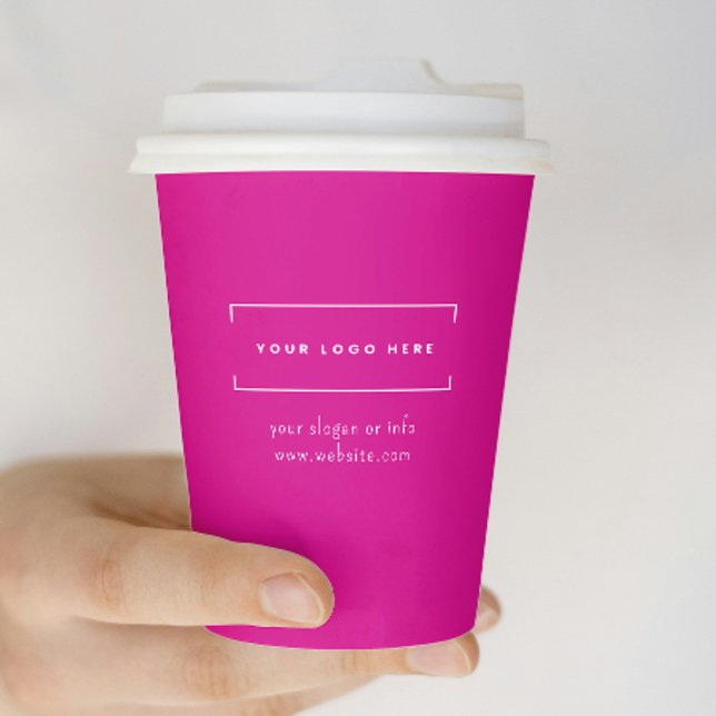 Stylish Pink Minimalist Business Logo Branded Paper Cups (Creator Uploaded)