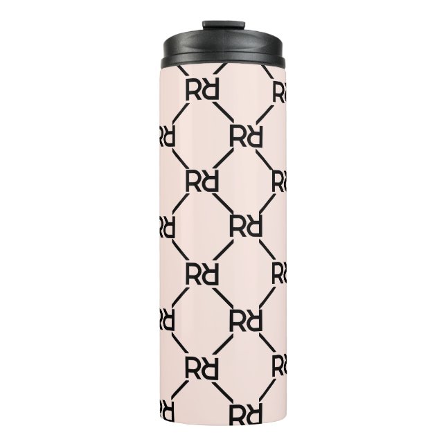 Stylish Pink Modern Girly Monogram Initial Luxury Thermal Tumbler (Front)