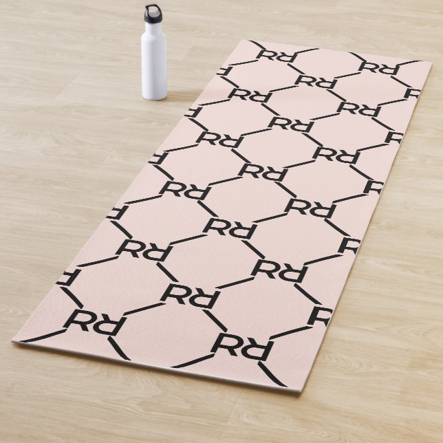 Stylish Pink Modern Luxury Girly Monogram Initial Yoga Mat (In Situ)
