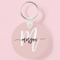 Stylish Pink Modern Script Girly Monogram Name