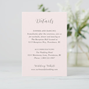 Stylish Pink Modern Wedding Enclosure Card