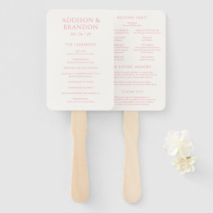 Stylish Pink Modern Wedding Program Hand Fan