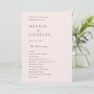 Stylish Pink Modern Wedding Programme