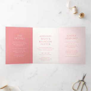 Stylish Pink Modern Wedding Tri-Fold Invitation