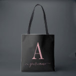 Stylish Pink Monogram Simple, Modern Minimalist  Tote Bag<br><div class="desc">Stylish Pink Monogram Simple, Modern Minimalist Elegant Tote Bag (colours can be modified) personalised monogram design that can be personalised with an initial and name in script. Perfect gift for your wedding party - maid of honour, bridesmaids, mothers of the bride and groom, and flower girl. simple modern monogram, Stylish...</div>