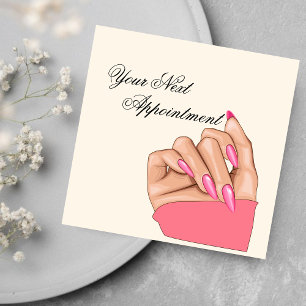Stylish Pink Nails Artist Appointment Card