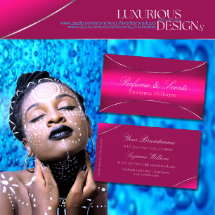 Stylish Pink Ombre with Silver Border Eye Catching Business Card