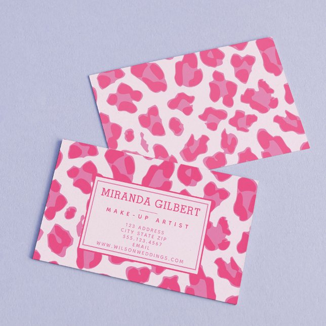 Stylish Pink on Pink Leopard Print Business Card (Creator Uploaded)