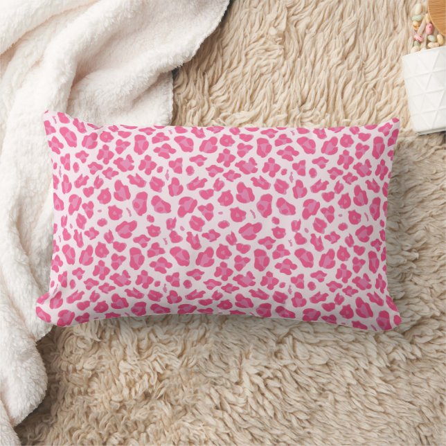 Stylish Pink on Pink Leopard Print Lumbar Cushion (Blanket)