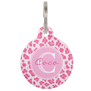 Stylish Pink on Pink Leopard Print    Personalised Pet Tag