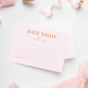 Stylish Pink & Orange Typography Date Night Ideas Enclosure Card