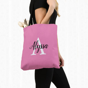 Stylish Pink Personalised Monogram Tote Bag