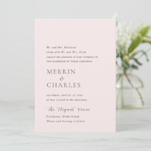 Stylish Pink Photo Modern Wedding Invitation