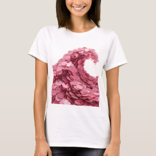 Stylish Pink PINK COIN WAVE Graphic Design T-Shirt