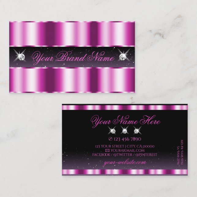 Stylish Pink Purple Black Sparkle Jewels Luxurious Business Card (Front/Back)