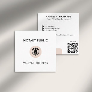 Stylish Pink QR Code Minimal Marketing Notary Pen Square Business Card