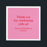 Stylish Pink Red Custom Bridal Shower Thank You Napkin<br><div class="desc">Stylish Modern Chic Pink Red Custom Bridal Shower Thank You Napkins</div>