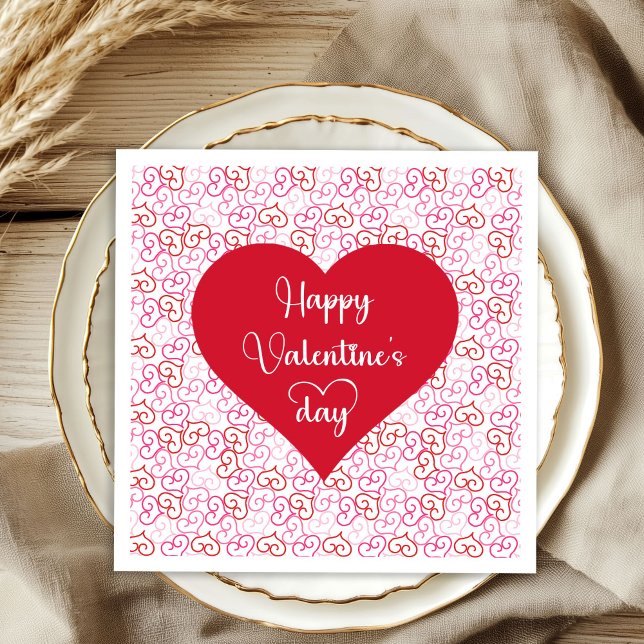 Stylish Pink Red Hearts Valentine Napkins (Stylish Pink Red Hearts Valentine Napkins)