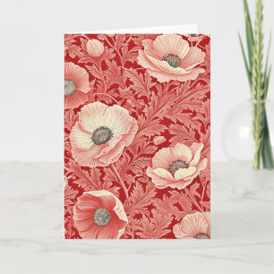 Stylish Pink Red Poppies Floral Art Card