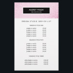 Stylish Pink Sequin  Salon Pricing & Services Flyer<br><div class="desc">Glamourous and Stylish flyer design displays your services, price list or business information over a digital image of pink sequin pattern. Black stripe overlay. Includes four customisable headings and body text fields. To adjust layout, enter your text and then use the Customise function to change positioning and font sizes. Great...</div>