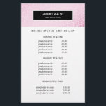 Stylish Pink Sequin  Salon Pricing & Services Flyer<br><div class="desc">Glamourous and Stylish flyer design displays your services, price list or business information over a digital image of pink sequin pattern. Black stripe overlay. Includes four customisable headings and body text fields. To adjust layout, enter your text and then use the Customise function to change positioning and font sizes. Great...</div>