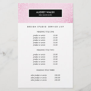 Stylish Pink Sequin Salon Pricing & Services Flyer