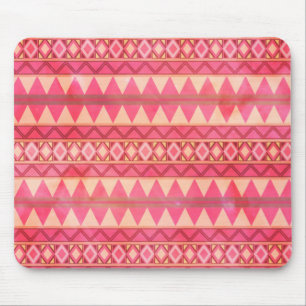 Stylish Pink Tribal Triangle Pattern Mouse Pad